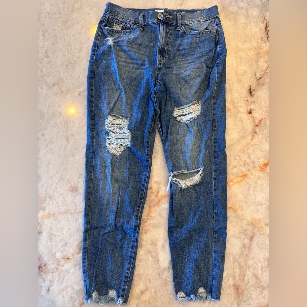 SO Women's Distressed Denim Skinny Jeans